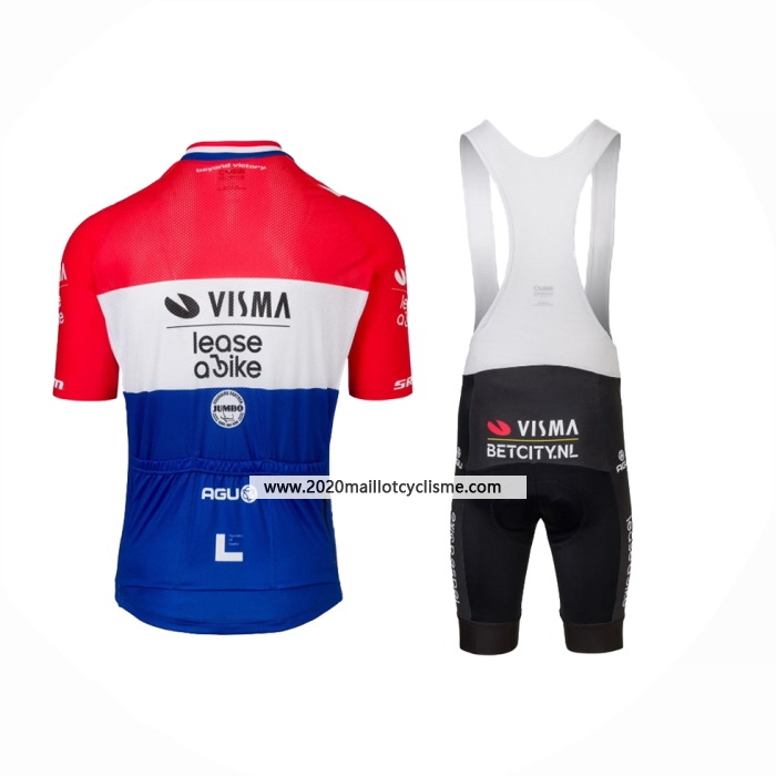 2024 Maillot Cyclisme Jumbo Visma Rouge Blanc Bleu Manches Courtes Et Cuissard